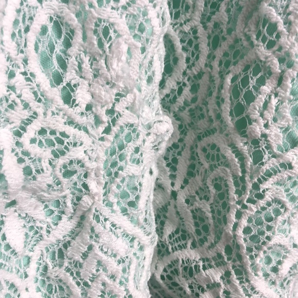 Lacey open knit Easter dress mint green white overlay sz 16 - Picture 12 of 15